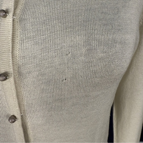 Tahari Cream Snap Embellished Cardigan Sweater, Size Small - Picture 7 of 10